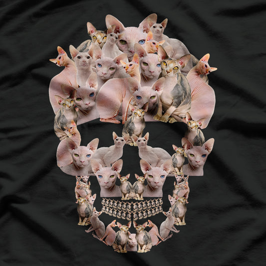 Sphynx Cat Graphic Skull T-Shirt