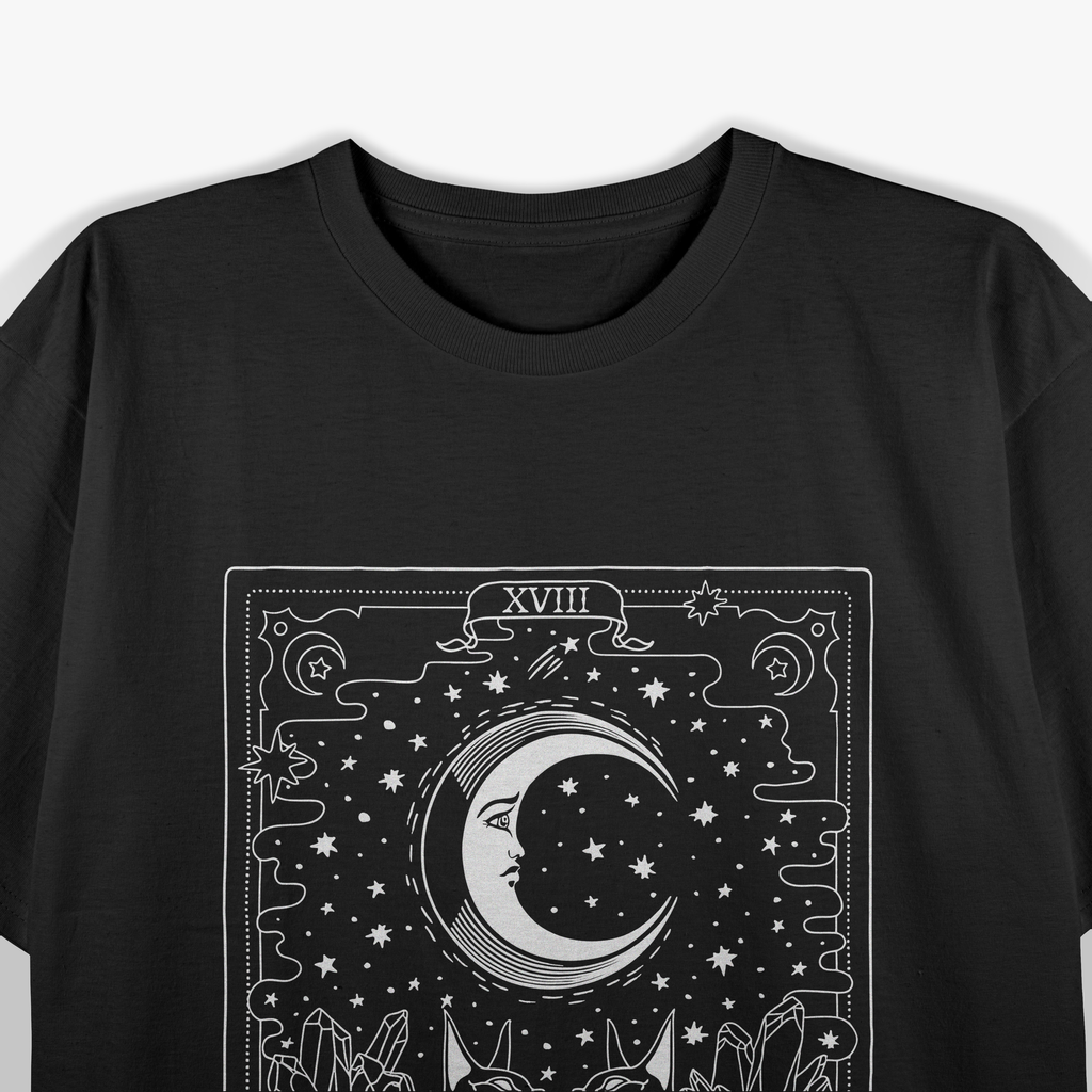 Tarot Card Crescent Moon And Sphynx Cat Lover Occult T-Shirt