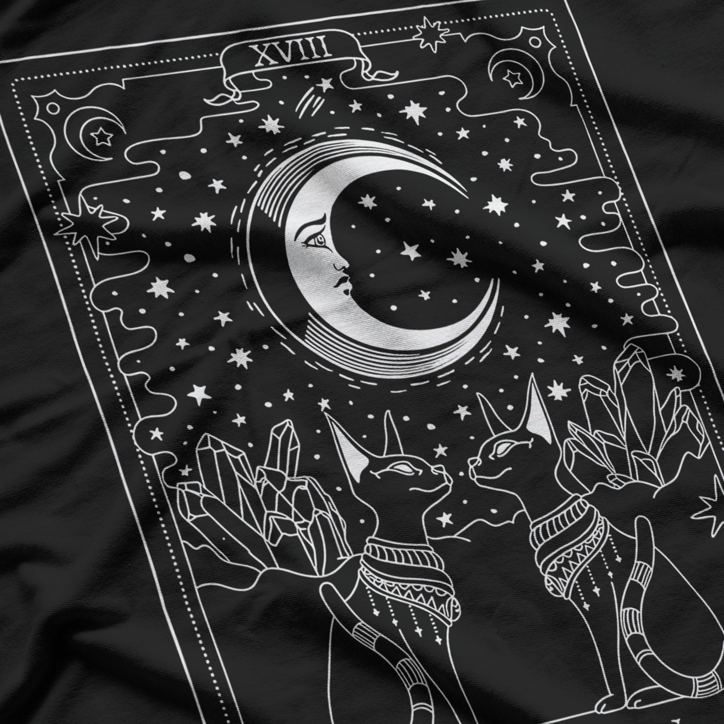 Tarot Card Crescent Moon And Sphynx Cat Lover Occult T-Shirt