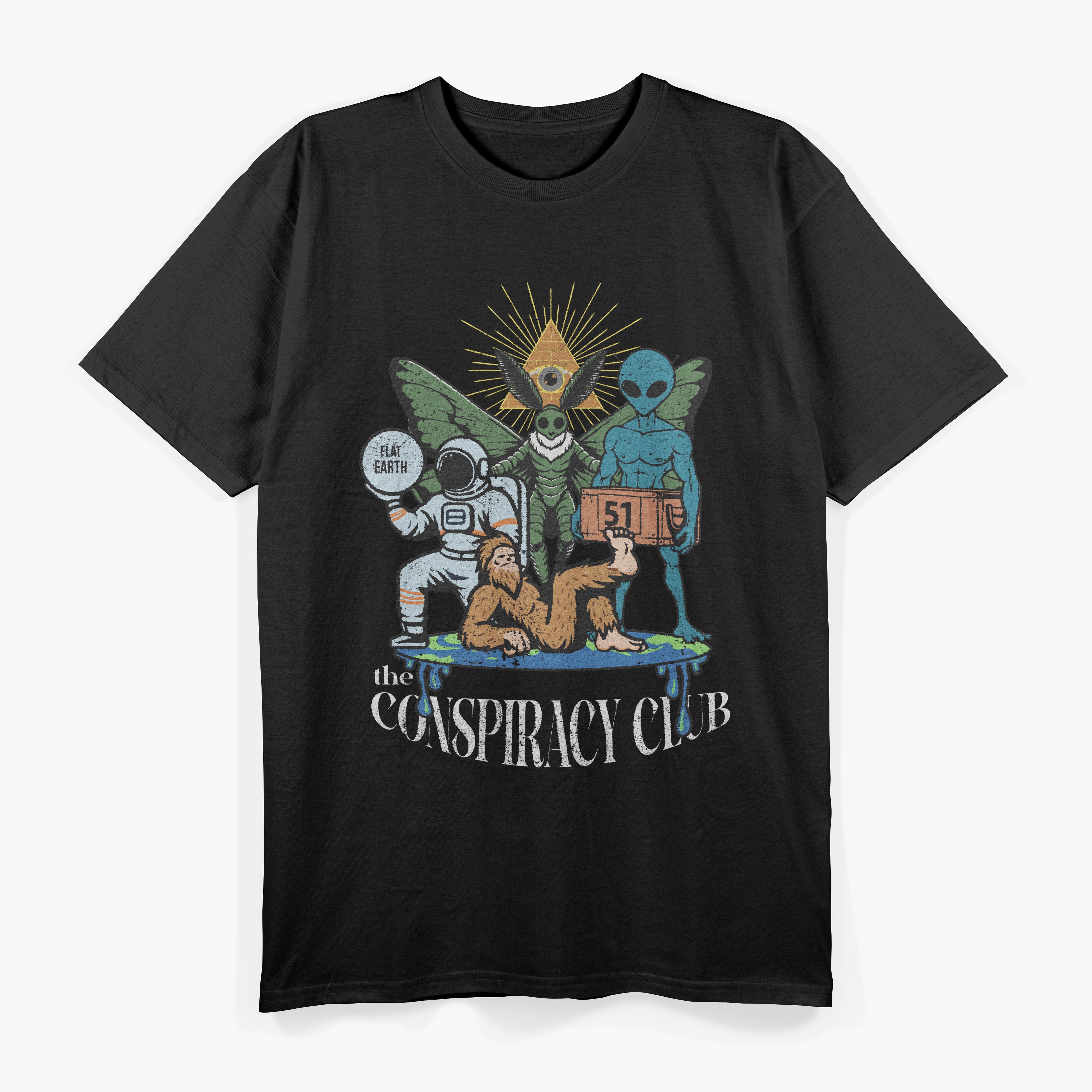 The Conspiracy Club Funny UFO Bigfoot Alien T-Shirt