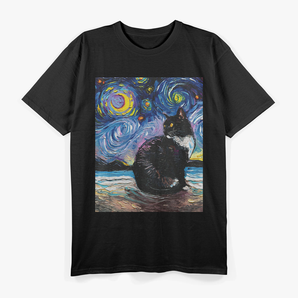 Tuxedo Cat Starry Night Painting Tuxedo Cat Owner T-Shirt