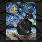 Tuxedo Cat Starry Night Painting Tuxedo Cat Owner T-Shirt