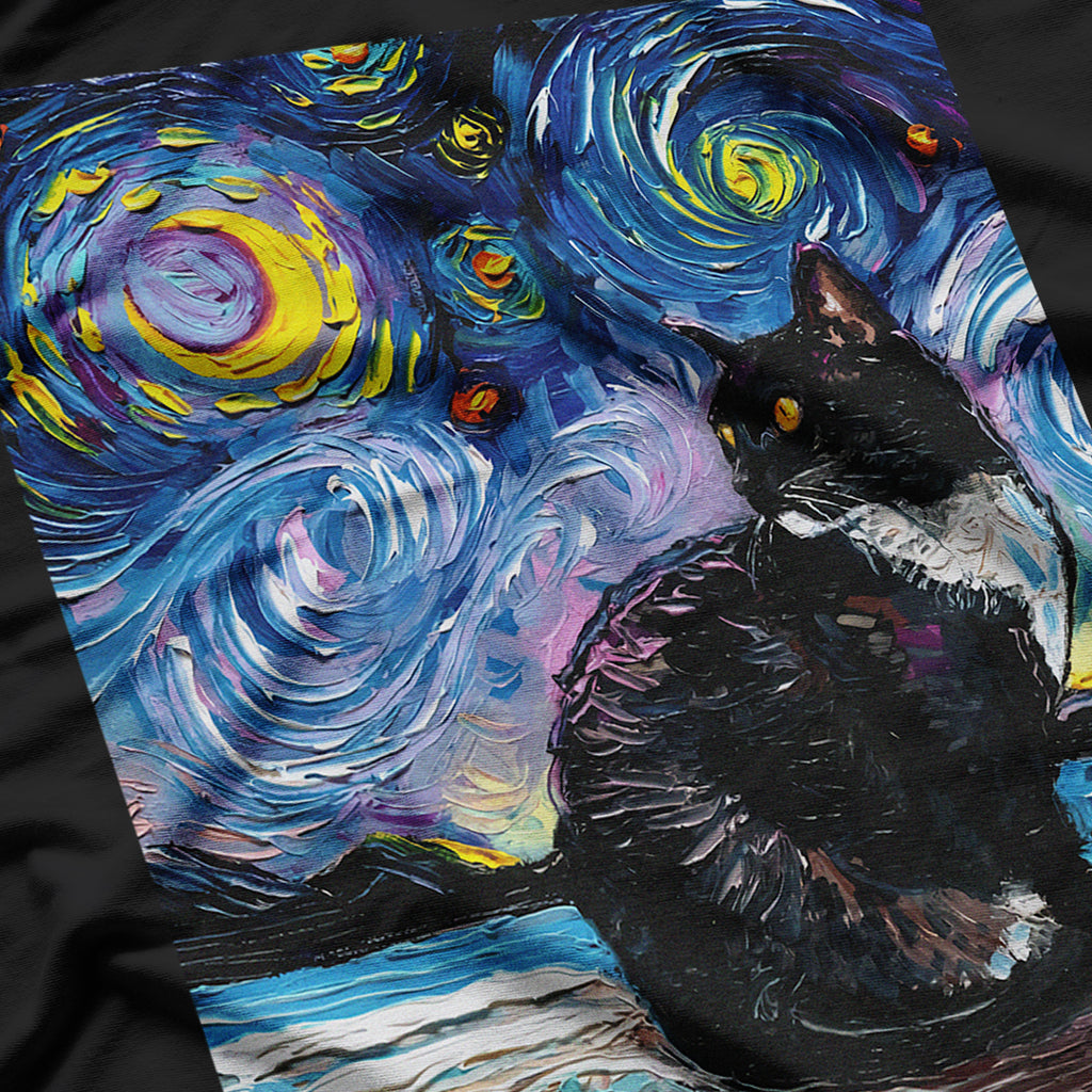 Tuxedo Cat Starry Night Painting Tuxedo Cat Owner T-Shirt