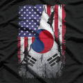 USA South Korea Flag Distressed South Korean Pride T-Shirt