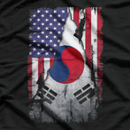 USA South Korea Flag Distressed South Korean Pride T-Shirt