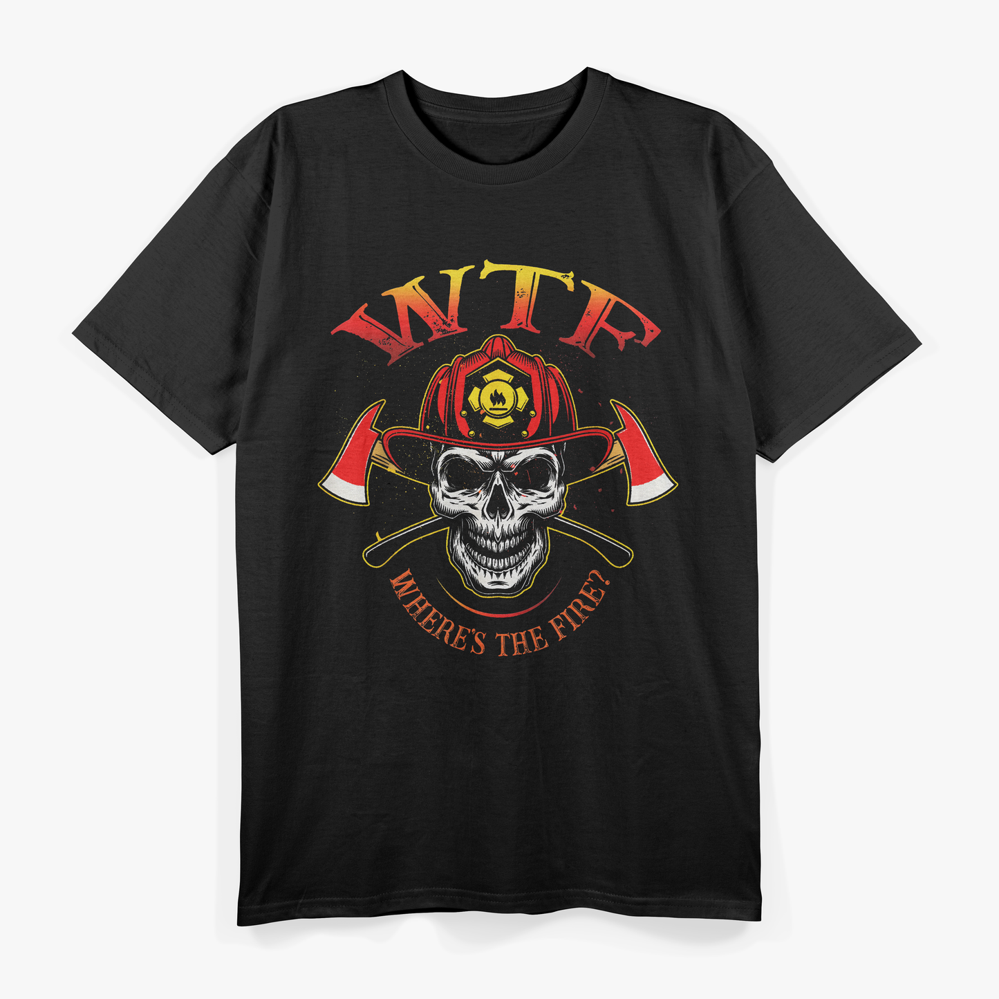 Where's The Fire Fireman Firefighter Skull Blazing Spirit T-Shirt