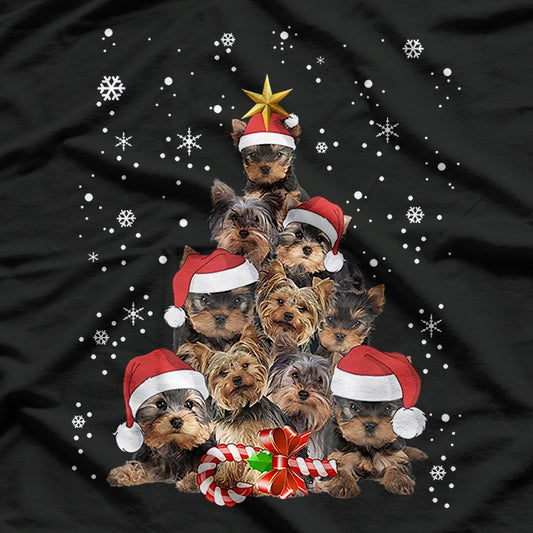 Yorkie Dogs Tree Christmas Xmas Pet Animal Dog Lover T-Shirt