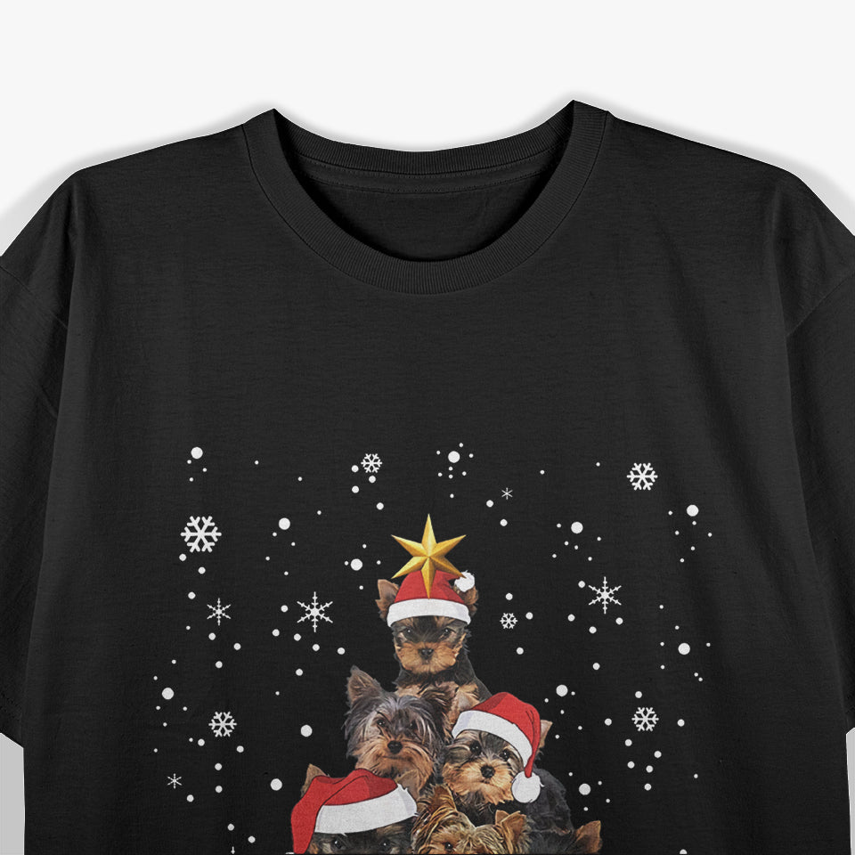 Yorkie Dogs Tree Christmas Xmas Pet Animal Dog Lover T-Shirt