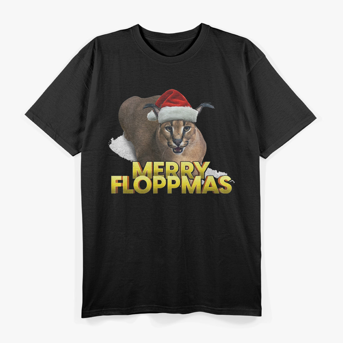 Festive Big Floppa Christmas T-Shirt