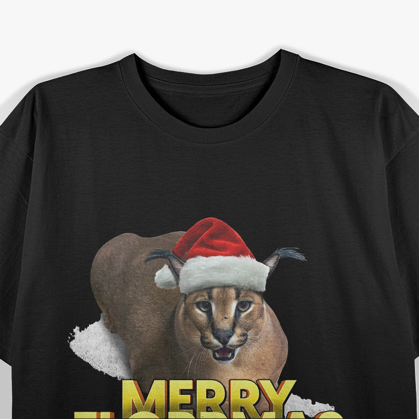 Festive Big Floppa Christmas T-Shirt