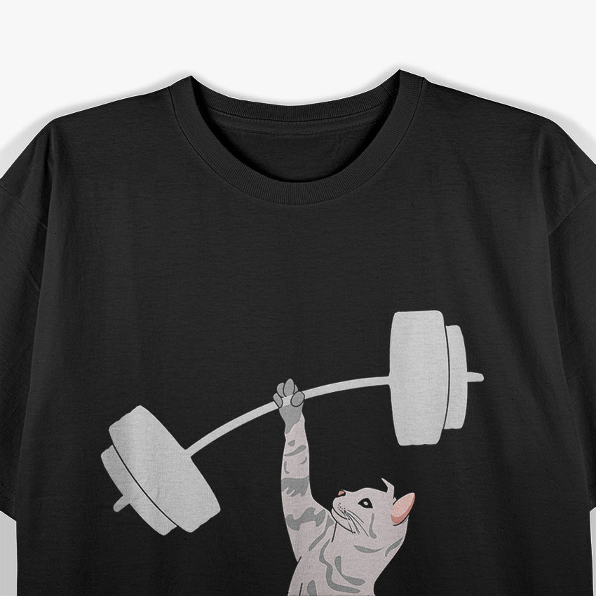 Cat Deadlifting Funny Gym Design for Fitness and Cat Fans T-Shirt