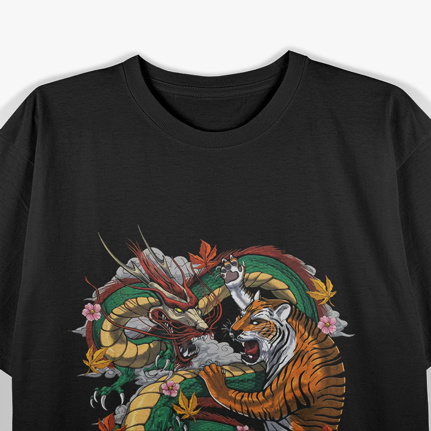 Japanese Dragon and Tiger - A Fierce Duo of Power and Balance T-Shirt