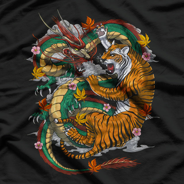 Japanese Dragon and Tiger - A Fierce Duo of Power and Balance T-Shirt