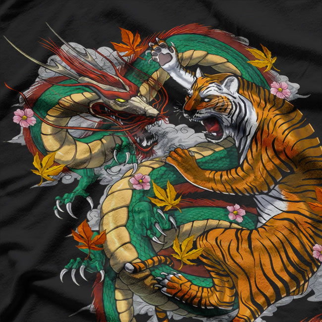 Japanese Dragon and Tiger - A Fierce Duo of Power and Balance T-Shirt