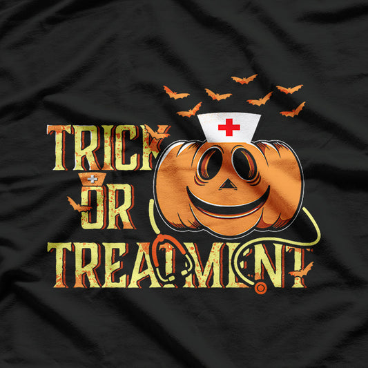 Trick or Treatment Funny Halloween Nurse Medical Humor T-Shirt