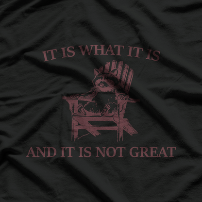 Raccoon Humor It Is What It Is And It’s Not Great Funny T-Shirt