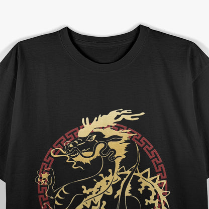 Asian Dragon with Red Chinese Accent - A Fierce Symbol of Strength and Fortune T-Shirt