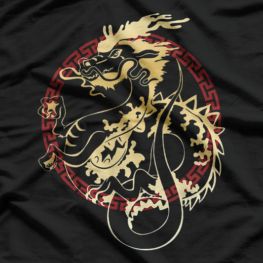 Asian Dragon with Red Chinese Accent - A Fierce Symbol of Strength and Fortune T-Shirt