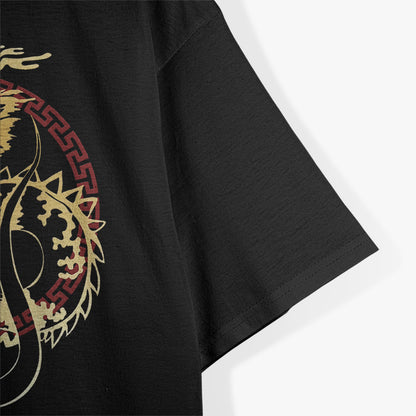 Asian Dragon with Red Chinese Accent - A Fierce Symbol of Strength and Fortune T-Shirt