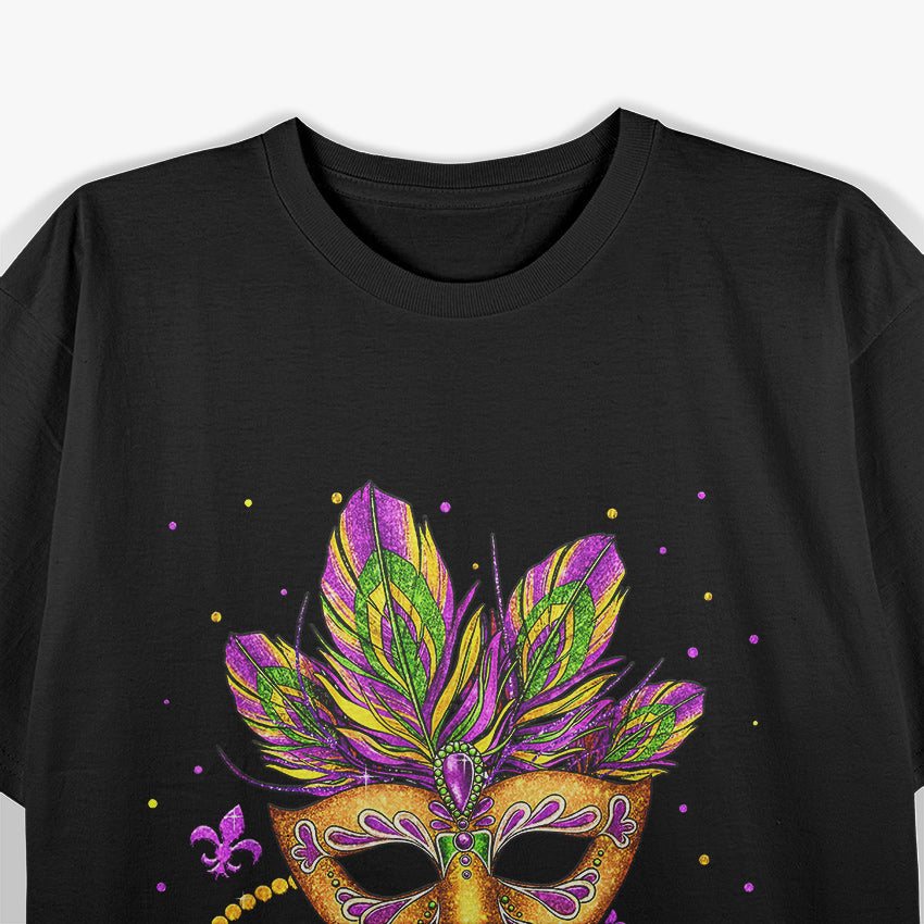 Mardi Gras, Womens Girls Mask Beads New Orleans Party T-Shirt