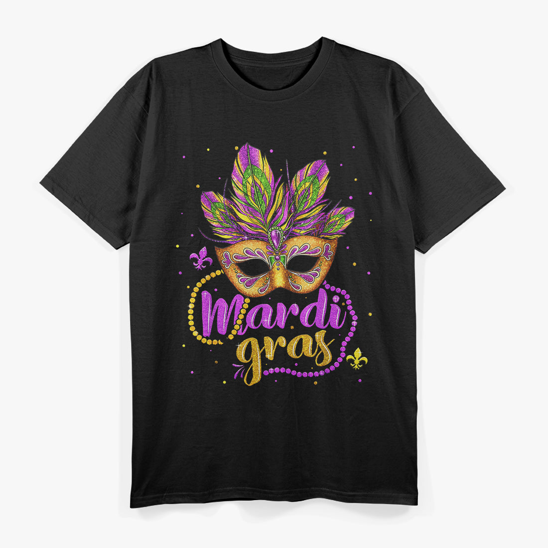 Mardi Gras, Womens Girls Mask Beads New Orleans Party T-Shirt