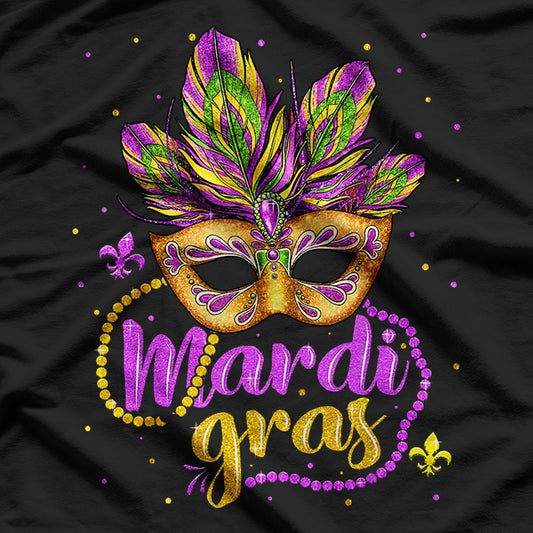 Mardi Gras, Womens Girls Mask Beads New Orleans Party T-Shirt