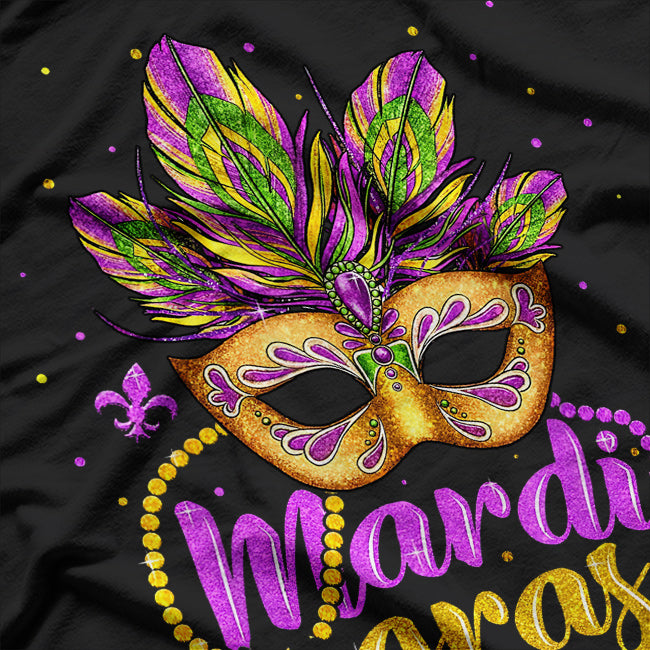 Mardi Gras, Womens Girls Mask Beads New Orleans Party T-Shirt