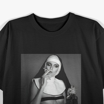 Smoking Nun Quirky Design For Bold Humor Enthusiasts T-Shirt