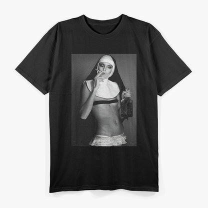 Smoking Nun Quirky Design For Bold Humor Enthusiasts T-Shirt