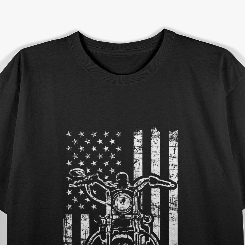 American Motorcycle US Flag Cool Biker Gift T-Shirt