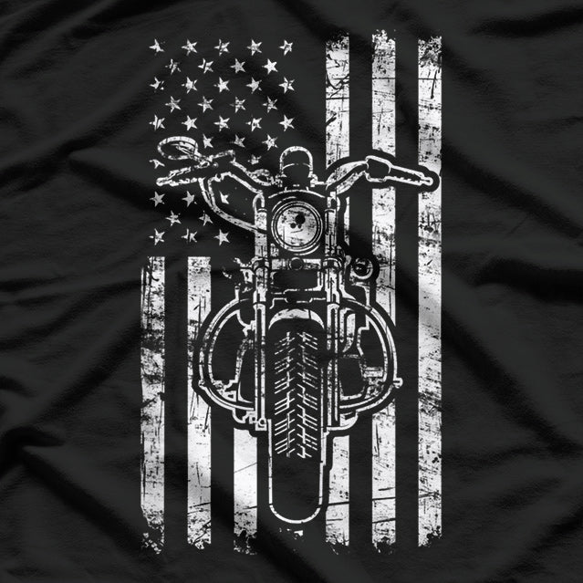 American Motorcycle US Flag Cool Biker Gift T-Shirt