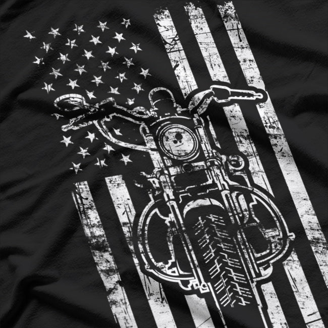 American Motorcycle US Flag Cool Biker Gift T-Shirt