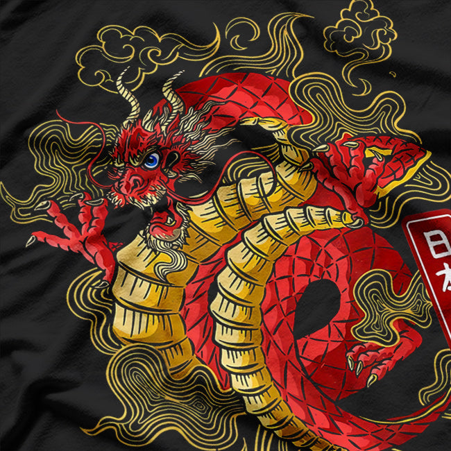Japanese Dragon Anime Tokyo-Inspired Tattoo Design with Bold Mythical Power T-Shirt