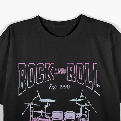 Vintage Retro Style Rock And Roll Drums Drummer Drumset T-Shirt