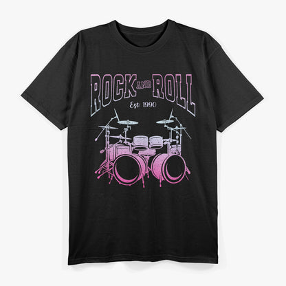 Vintage Retro Style Rock And Roll Drums Drummer Drumset T-Shirt