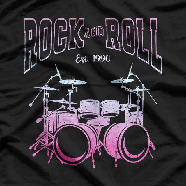 Vintage Retro Style Rock And Roll Drums Drummer Drumset T-Shirt