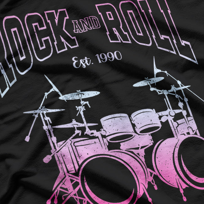 Vintage Retro Style Rock And Roll Drums Drummer Drumset T-Shirt