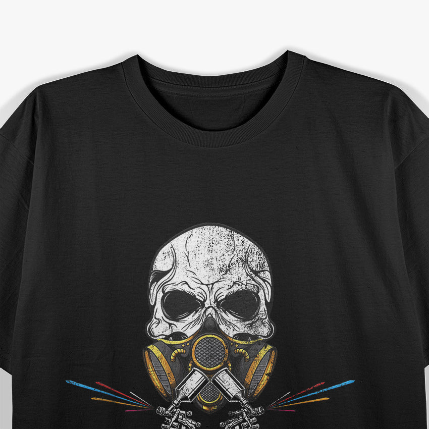 Car Painting Spray Gun Automotive Mens Skull Design T-Shirt