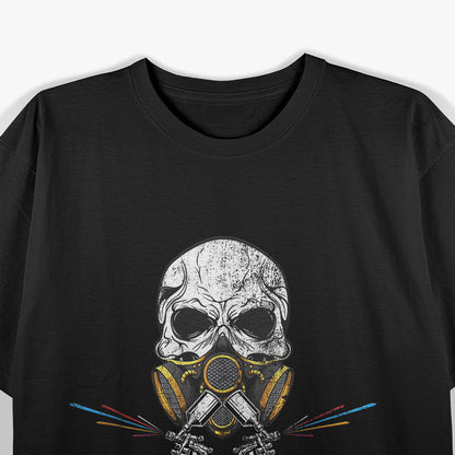 Car Painting Spray Gun Automotive Mens Skull Design T-Shirt