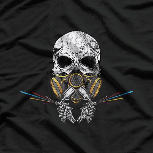 Car Painting Spray Gun Automotive Mens Skull Design T-Shirt