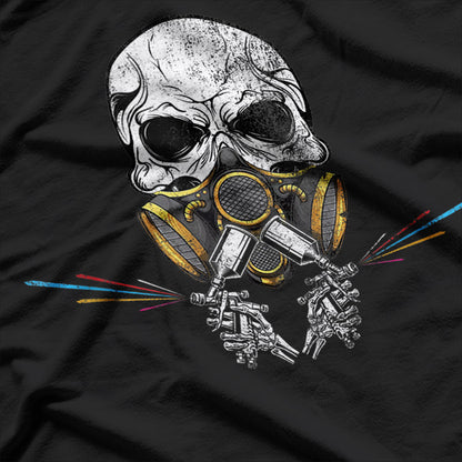 Car Painting Spray Gun Automotive Mens Skull Design T-Shirt