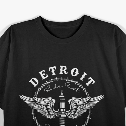 Detroit Motor City Spark Plug Ride Fast Retro Speed T-Shirt