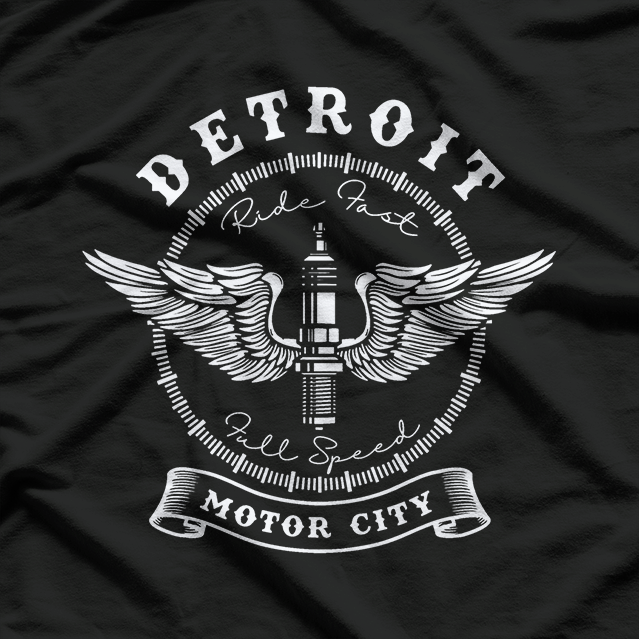 Detroit Motor City Spark Plug Ride Fast Retro Speed T-Shirt