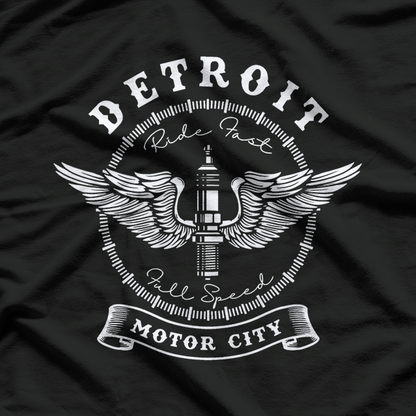 Detroit Motor City Spark Plug Ride Fast Retro Speed T-Shirt