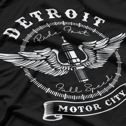 Detroit Motor City Spark Plug Ride Fast Retro Speed T-Shirt