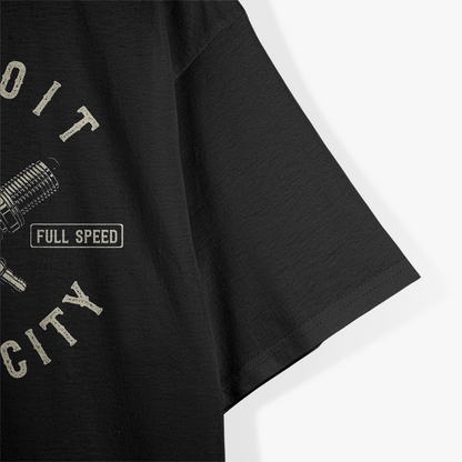 Motor City Speed Spark Plug Wings Detroit Racing Enthusiast T-Shirt