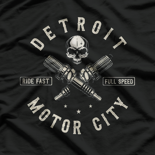 Motor City Speed Spark Plug Wings Detroit Racing Enthusiast T-Shirt