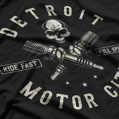 Motor City Speed Spark Plug Wings Detroit Racing Enthusiast T-Shirt