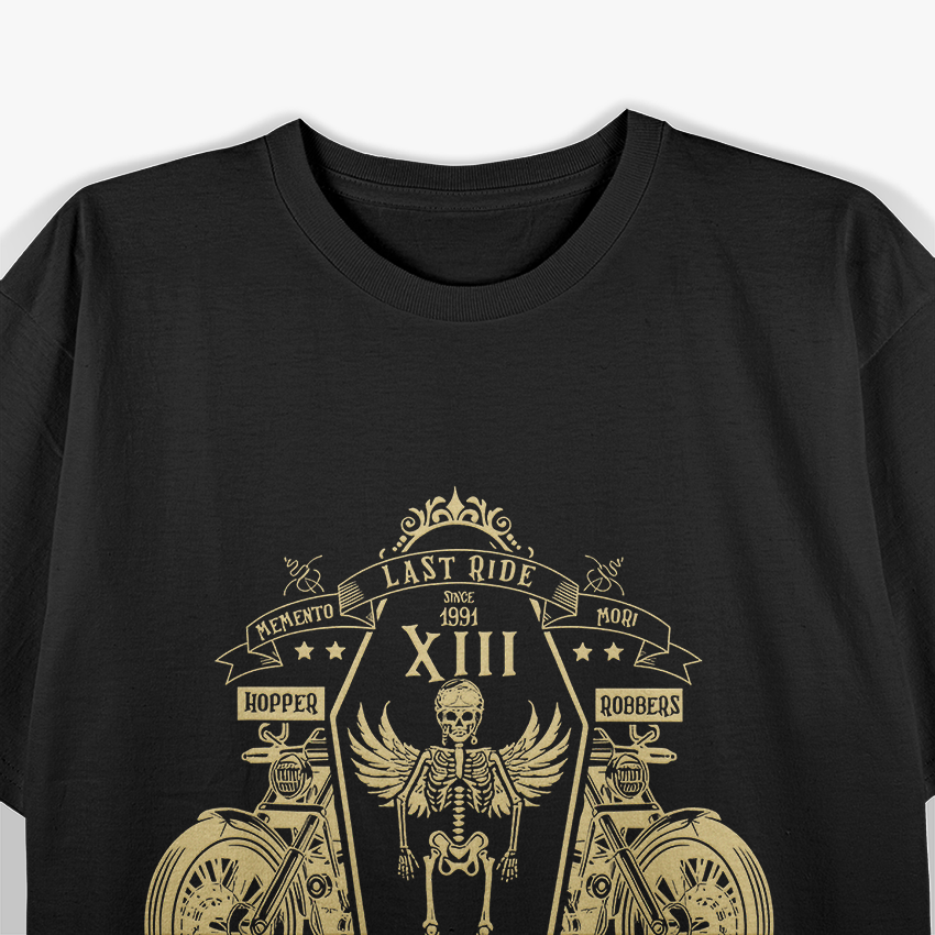 Last Ride Memento Mori Lucky Thirteen Skeleton Biker T-Shirt