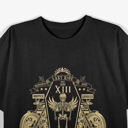 Last Ride Memento Mori Lucky Thirteen Skeleton Biker T-Shirt